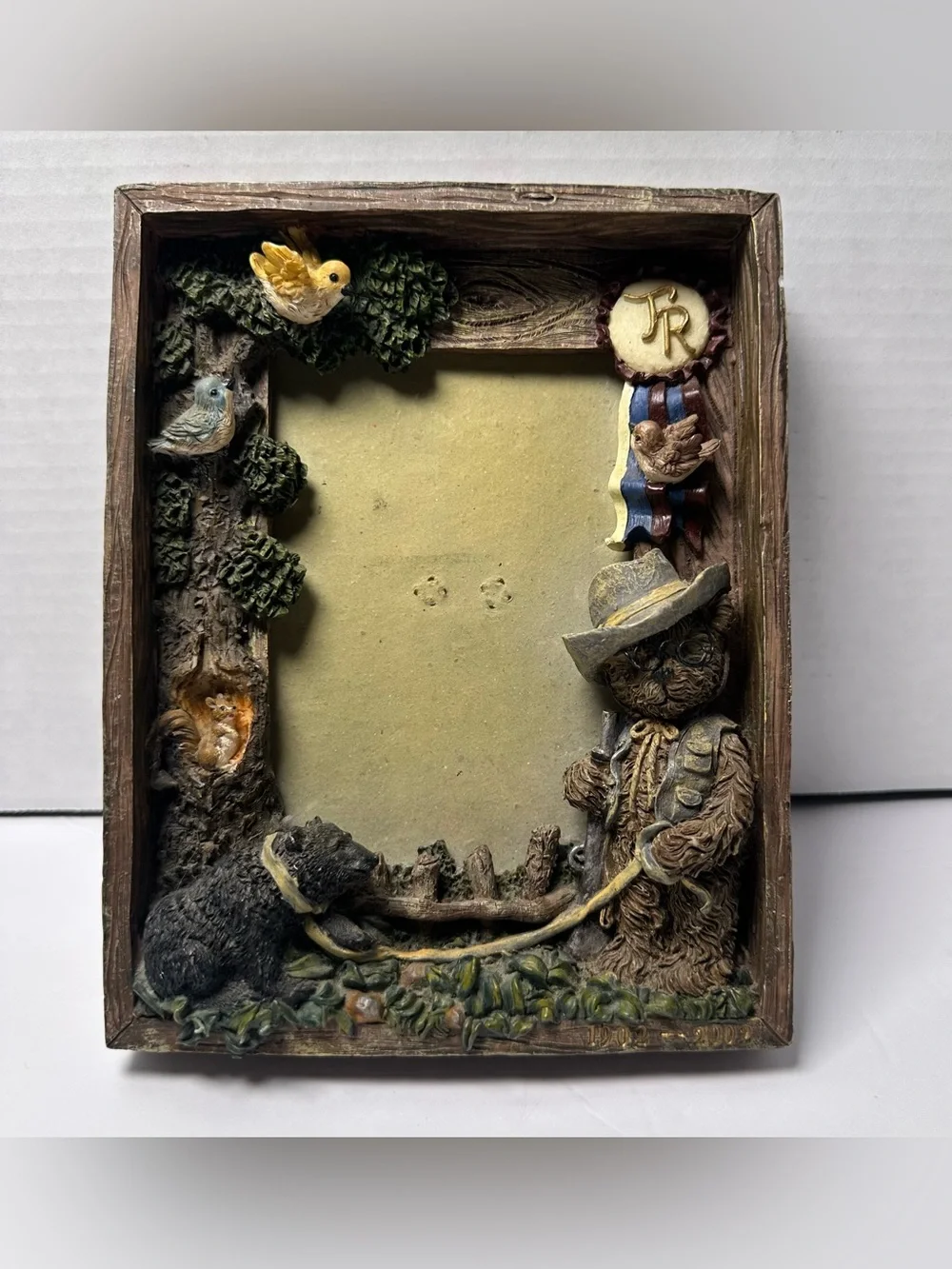 Rustic 3D Teddy Black Bear Picture Frame Woodland Cabin Lodge Hunting Decor USA